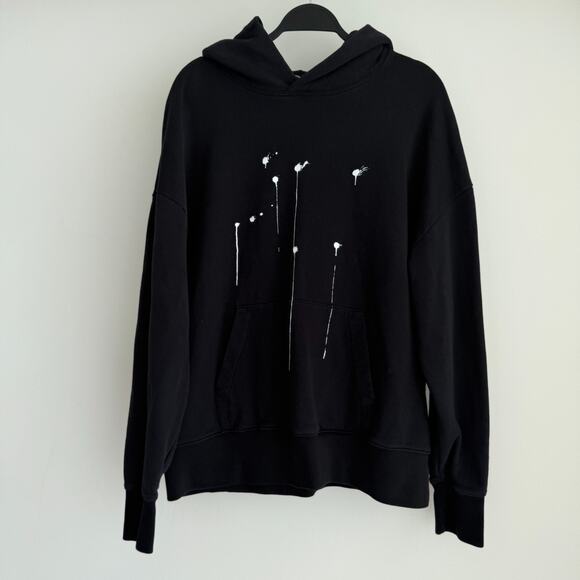 Rome Pays Off Hoodie Mens XL Black Jean Michel Basquiat Crown Graffiti Fleece - Picture 2 of 11